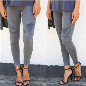 Charcoal Gray Moto / Biker Leggings